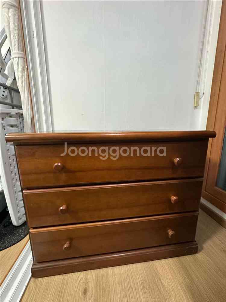 원목 서랍장 3단--2