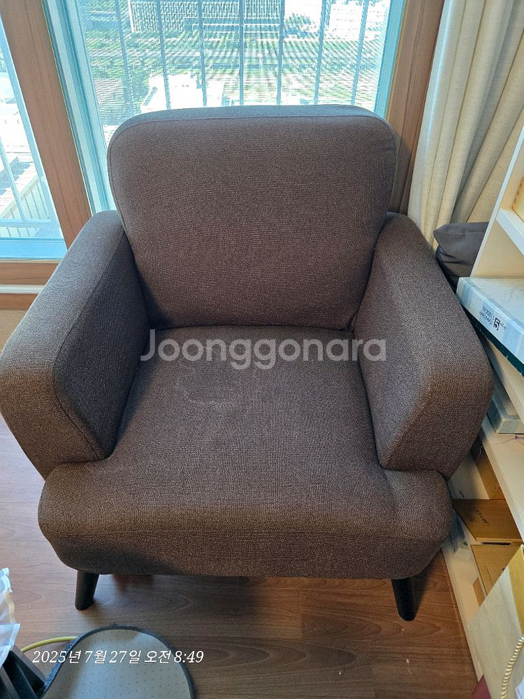 패브릭 1인 소파 쇼파 브라운--0