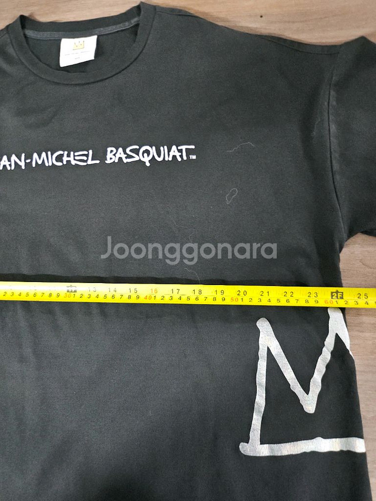장ㅡ미쉘 바스키아 프린팅 반팔 티셔츠 블랙 90 오버핏--5