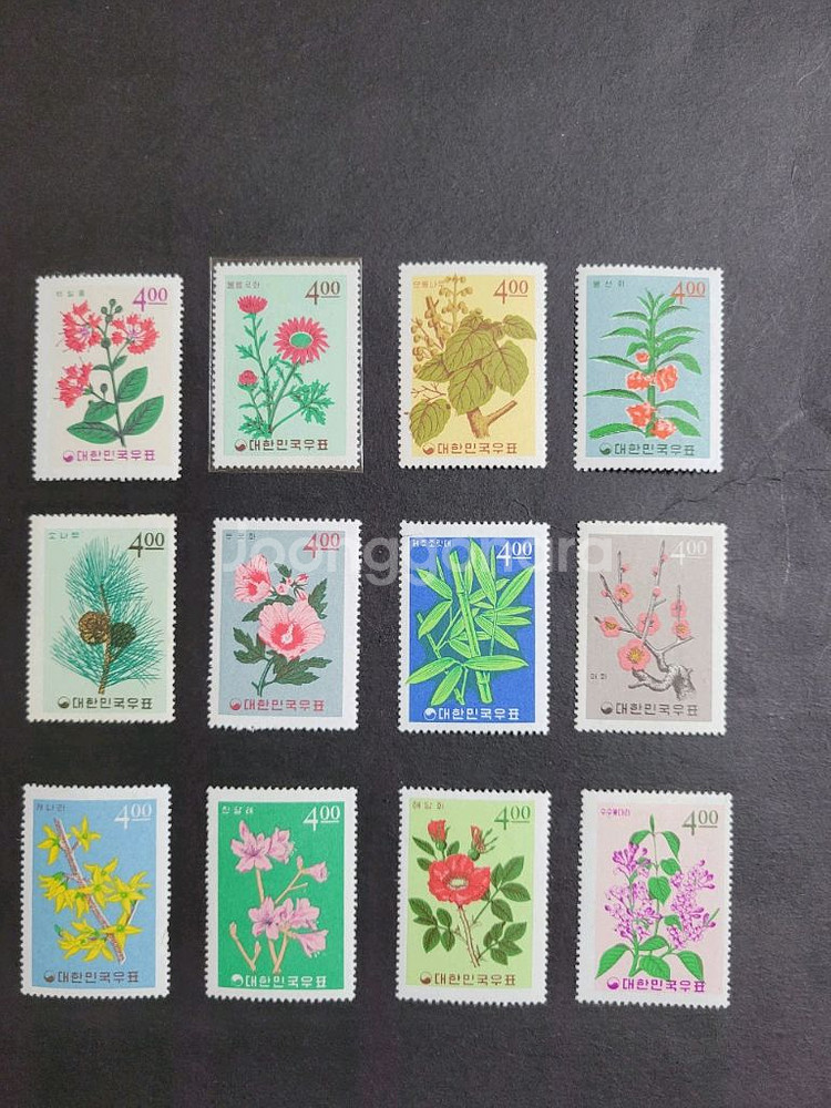 1965년 식물시리즈 우표 12종풀 세트17,000--0