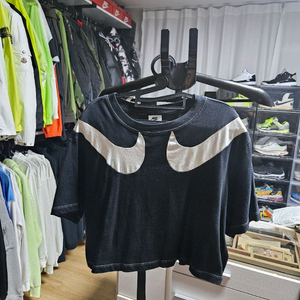나이키 여성 더블 빅스우시 크롭 반팔 정품