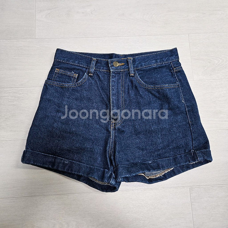 여성 여름 롤업 반바지 팬츠 중청 흑청 밴딩--1