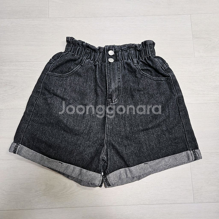 여성 여름 롤업 반바지 팬츠 중청 흑청 밴딩--4