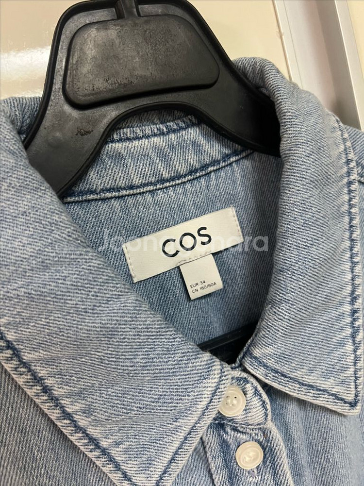 코스 COS 크롭 데님 셔츠 반팔 5부 청 블라우스--8