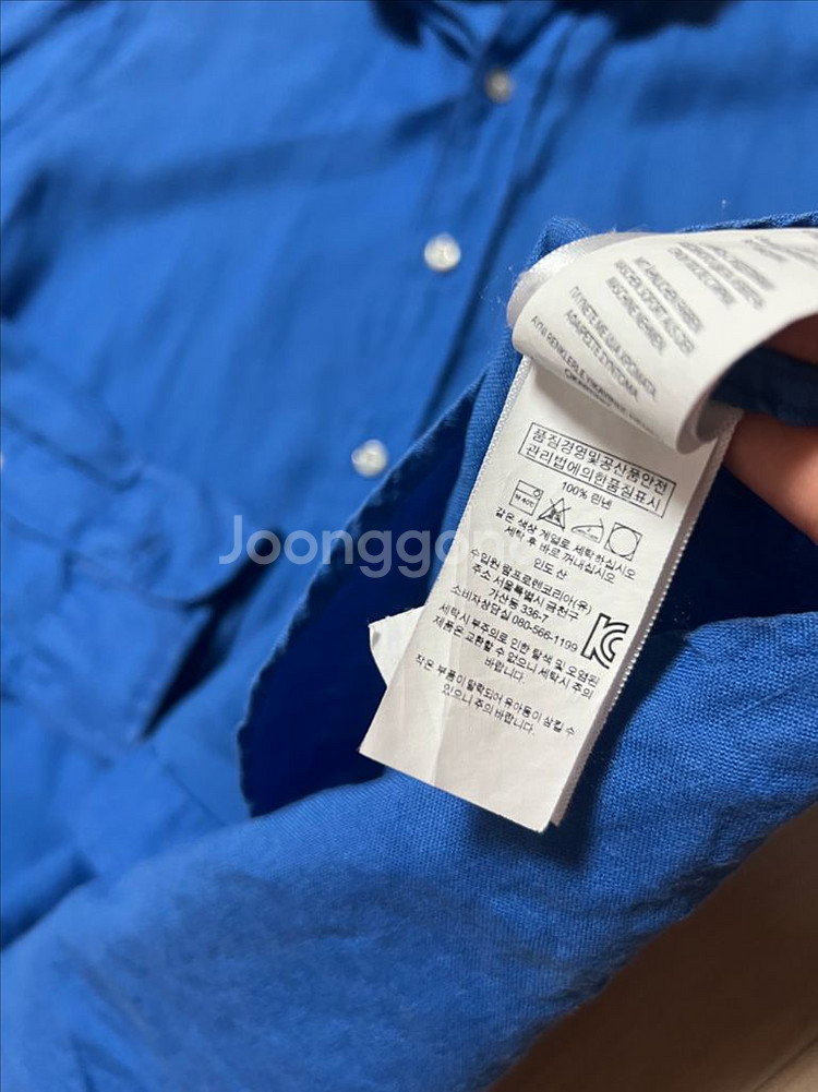 폴로 랄프로렌 린넨100% 블루 셔츠 옐로우포니--8