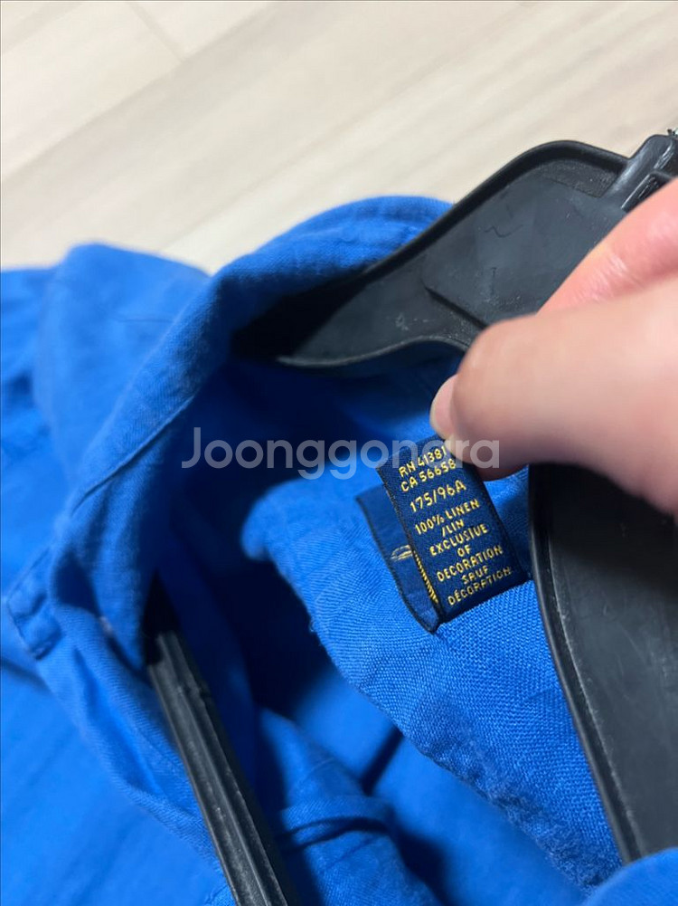 폴로 랄프로렌 린넨100% 블루 셔츠 옐로우포니--7