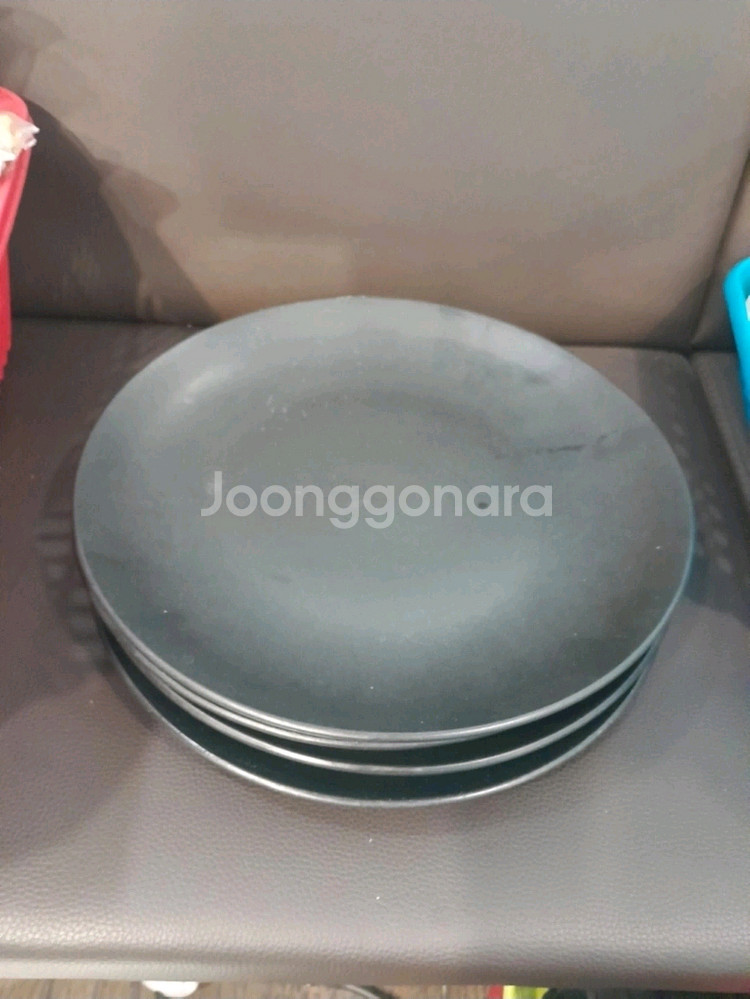 검정 무광 도자기 접시 약 22cm--0