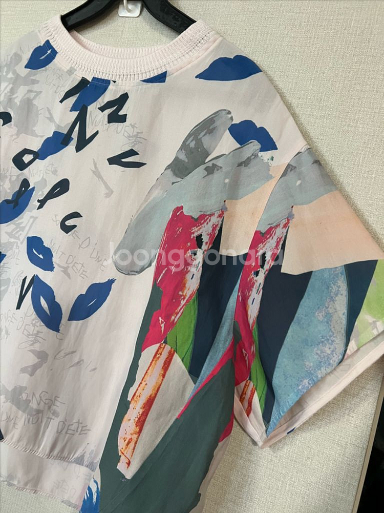 한섬 랑방컬렉션 프린팅 쉬폰 탑 반팔 여름 블라우스--5