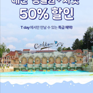 캐리비언 베이 대인 종일권+조끼 50%할인권 (문자가능