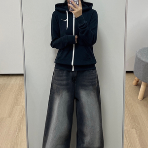 나이키 스우시 자수로고 블랙 후드집업