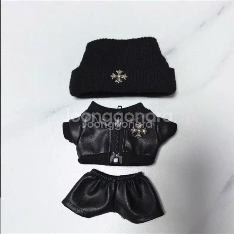 핸드메이드 라부부 인형옷 크롬하츠 가죽 세트--1