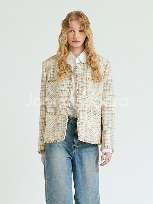 ceeci 씨에씨 plaid tweed 트위드 자켓--3