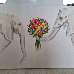프로포즈 코끼리 풍수 아트 그림 액자