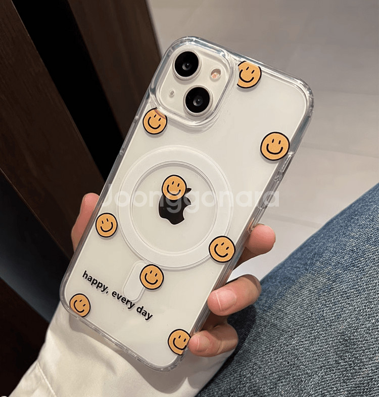 [아이폰 16 프로] 스마일 해피 투명 젤리 케이스--2