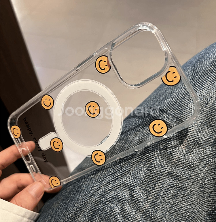 [아이폰 16 프로] 스마일 해피 투명 젤리 케이스--1