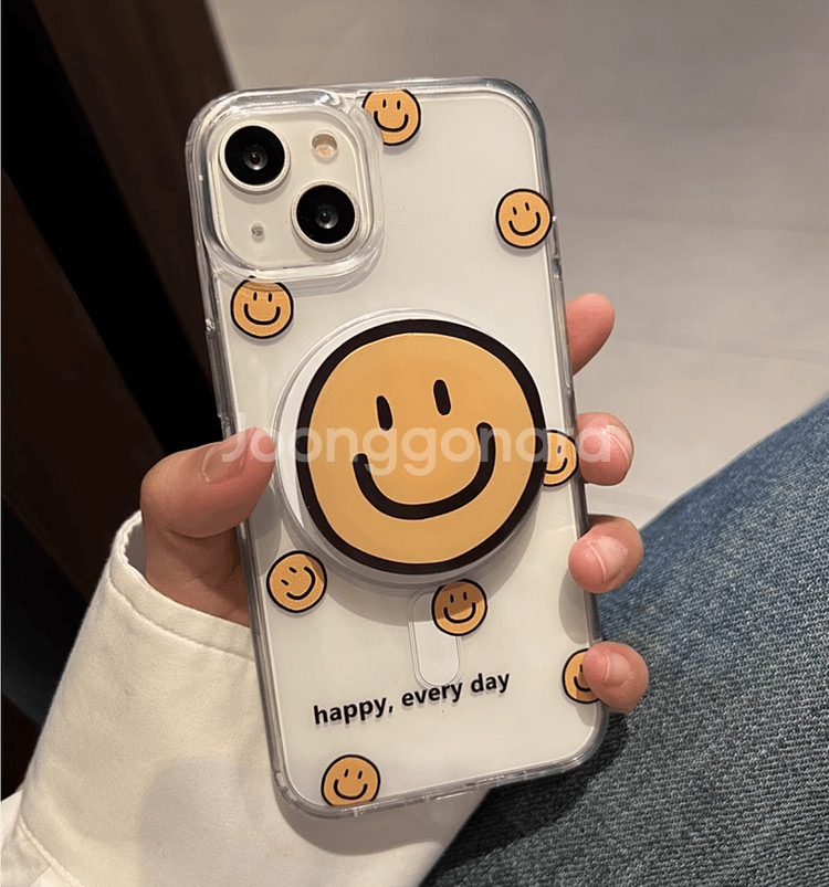 [아이폰 16 프로] 스마일 해피 투명 젤리 케이스--4