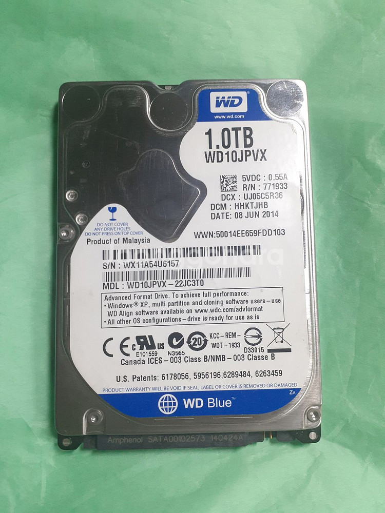 노트북 하드 WD Blue HDD 1TB 2.5인치--0