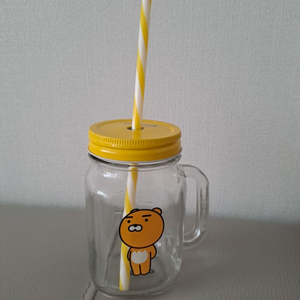 카카오프렌즈 라이언 유리빨대컵