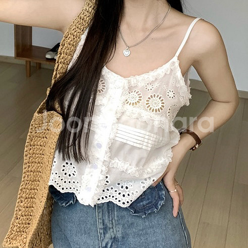 펀칭 레이스 뷔스티에 나시 탑 새제품--0