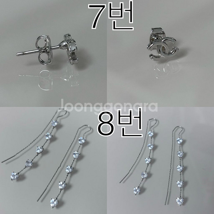 귀걸이 악세사리 실버 체인 드롭 링--3