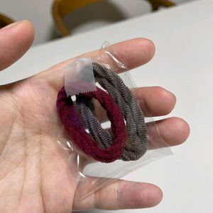 신축성 좋은 벨벳 머리끈 2P 세트 (와인+브라운)