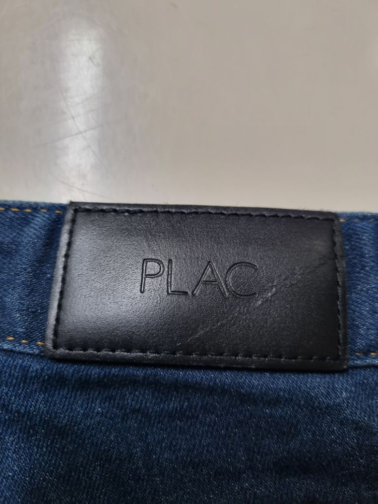 31)플랙진 가죽패치 중청 스판 터키산 일자청바지--3