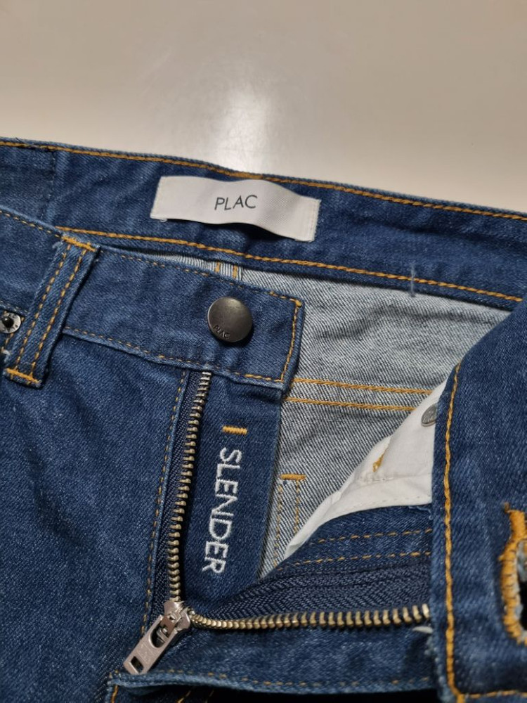 31)플랙진 가죽패치 중청 스판 터키산 일자청바지--4