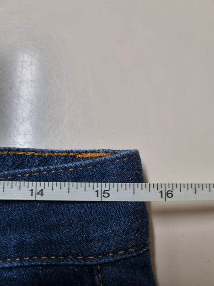 31)플랙진 가죽패치 중청 스판 터키산 일자청바지--7