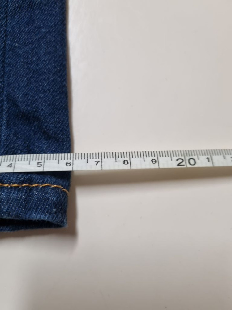 31)플랙진 가죽패치 중청 스판 터키산 일자청바지--9