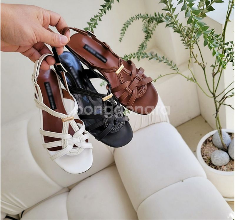 스트랩 백슬링 키높이효과 샌들(4cm)ㅡ무배--0
