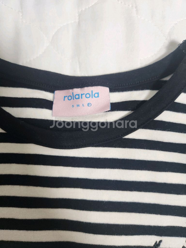 [정품/상태A+] 로라로라 블랙 스트라이프 티셔츠 프리--2