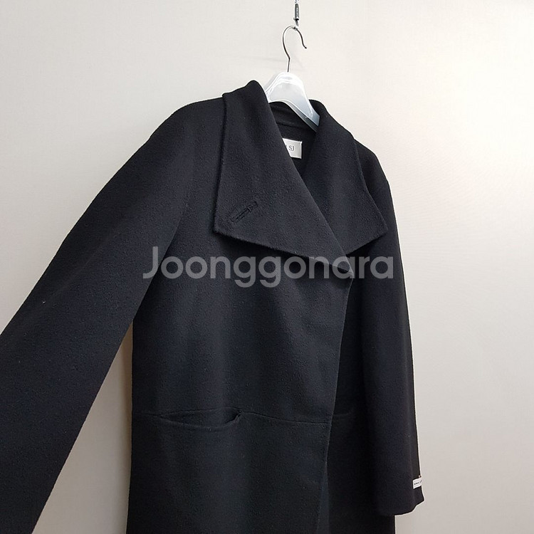한섬 SJSJ 핸드메이드 블랙 울 캐시미어 롱코트--2