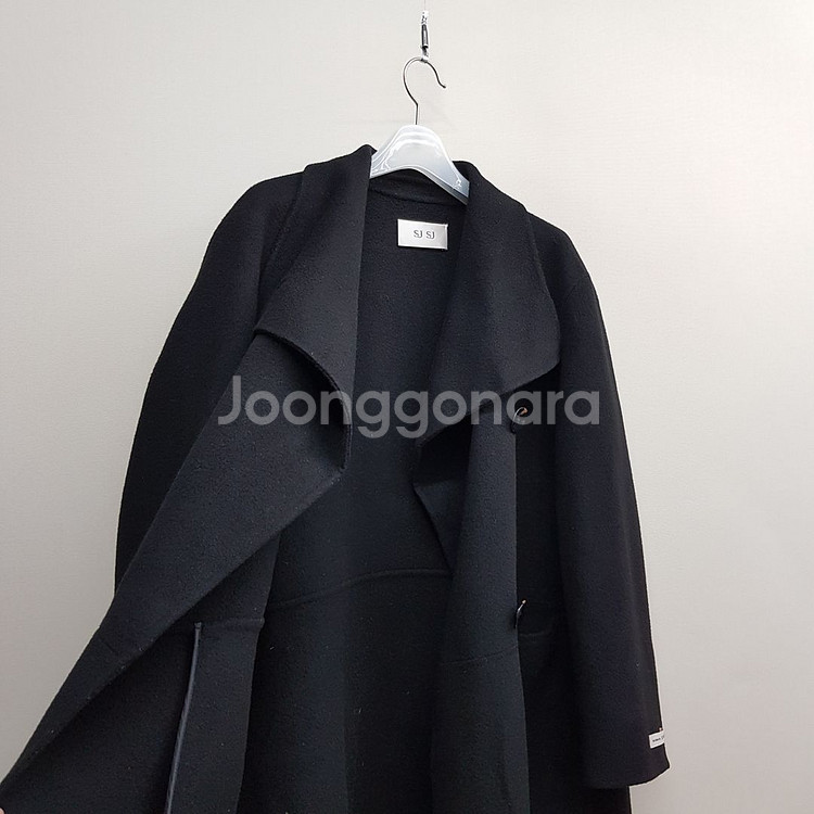 한섬 SJSJ 핸드메이드 블랙 울 캐시미어 롱코트--5
