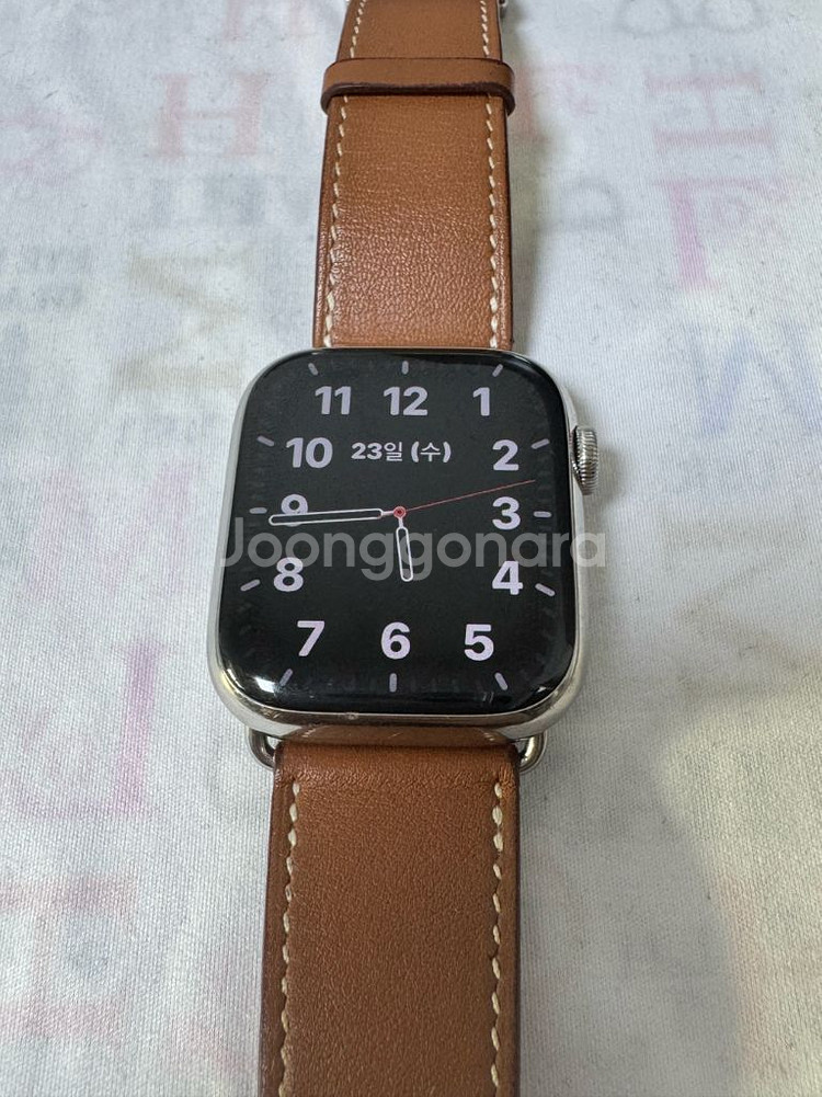 애플워치7 45mm 스테인리스 Hermes 가죽스트랩--0