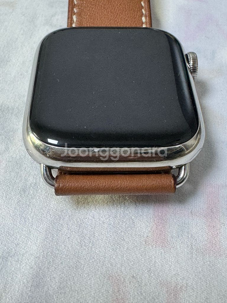 애플워치7 45mm 스테인리스 Hermes 가죽스트랩--1