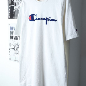 (L-XL) 챔피온 반팔 티셔츠 화이트 올드스쿨