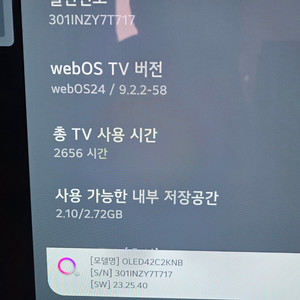 LG전자 42C2 OLED 4K 모니터 TV 팝니다.