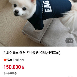 한화이글스 유니폼 (애견,사이즈m)