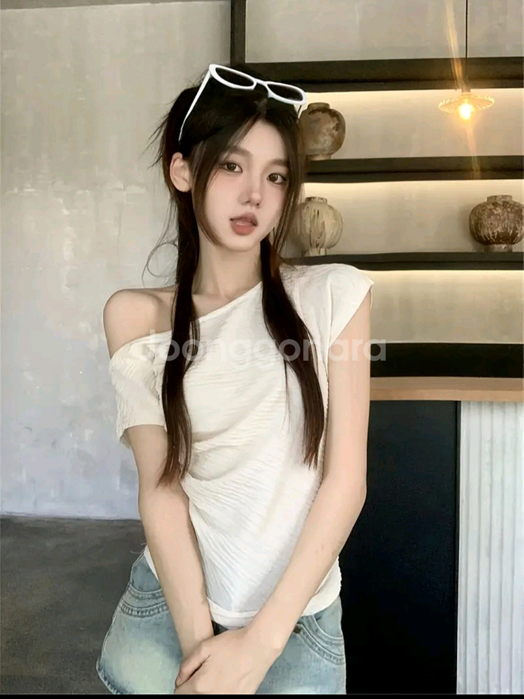 원숄더 티셔츠--1