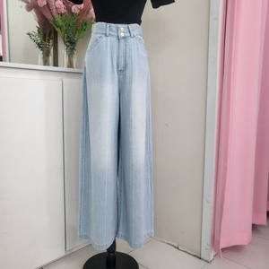 투버튼 연청 와이드 여름 데님 팬츠ㅡ무배