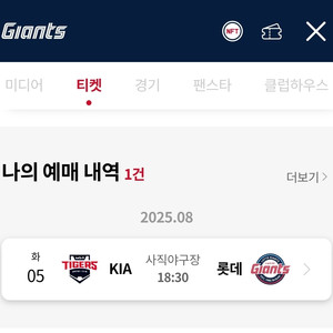 당일 기아타이거즈 3루 스마트티켓