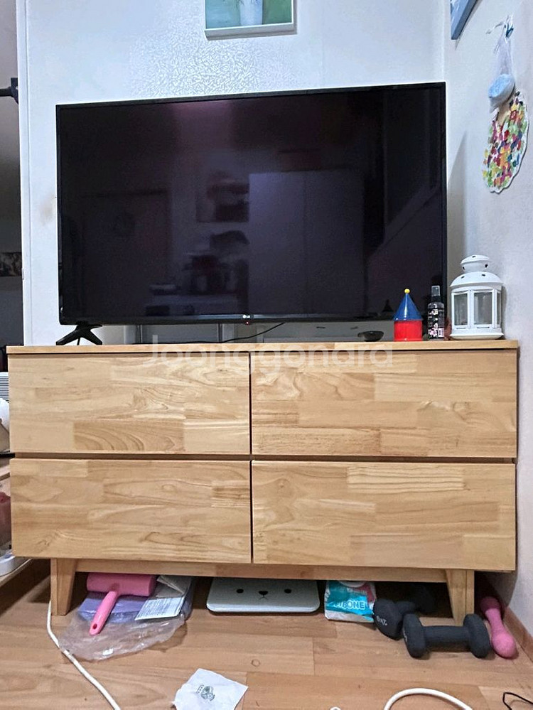 엘지티비+전체원목거실장내추럴1200 중고 일괄 따로가능--0
