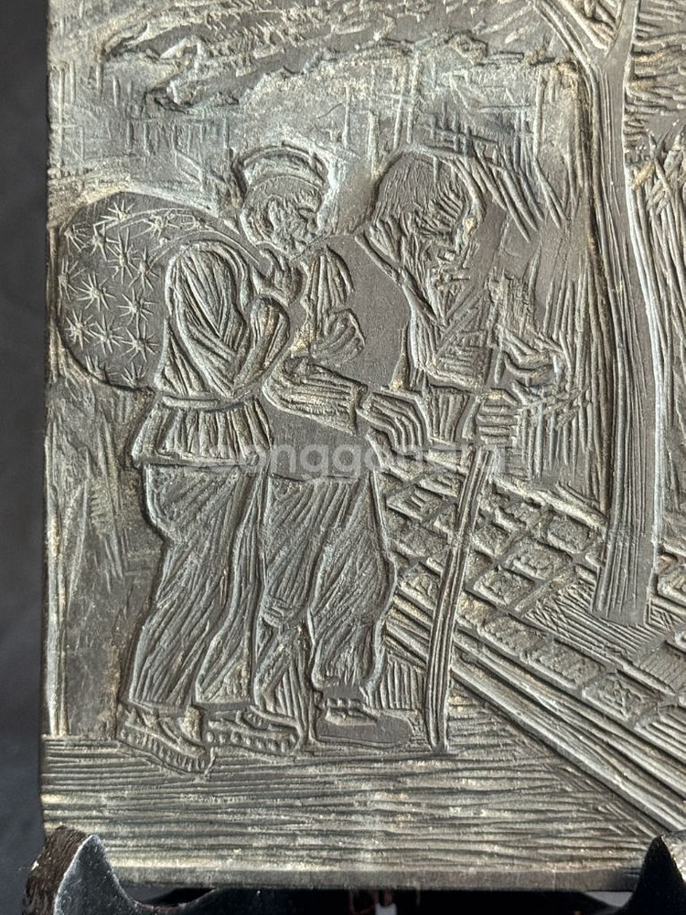 [골동품/목제] 오래된 중국 인물문 목판(일85-8)--1
