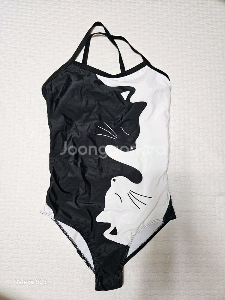 고양이 프린트 원피스 수영복 XL 새상품--0