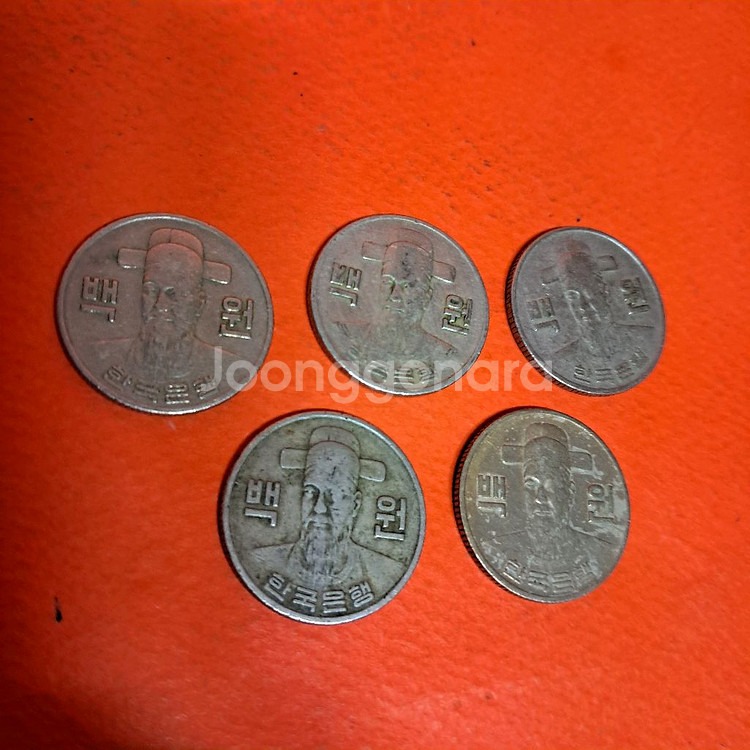 1974년도 100주화폐 사용제 5점일괄--1