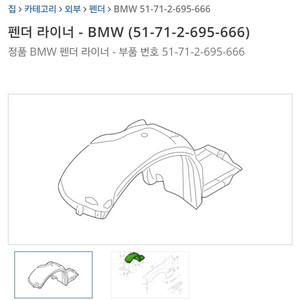 bmw e46 m3 휀더 라이너 좌,우