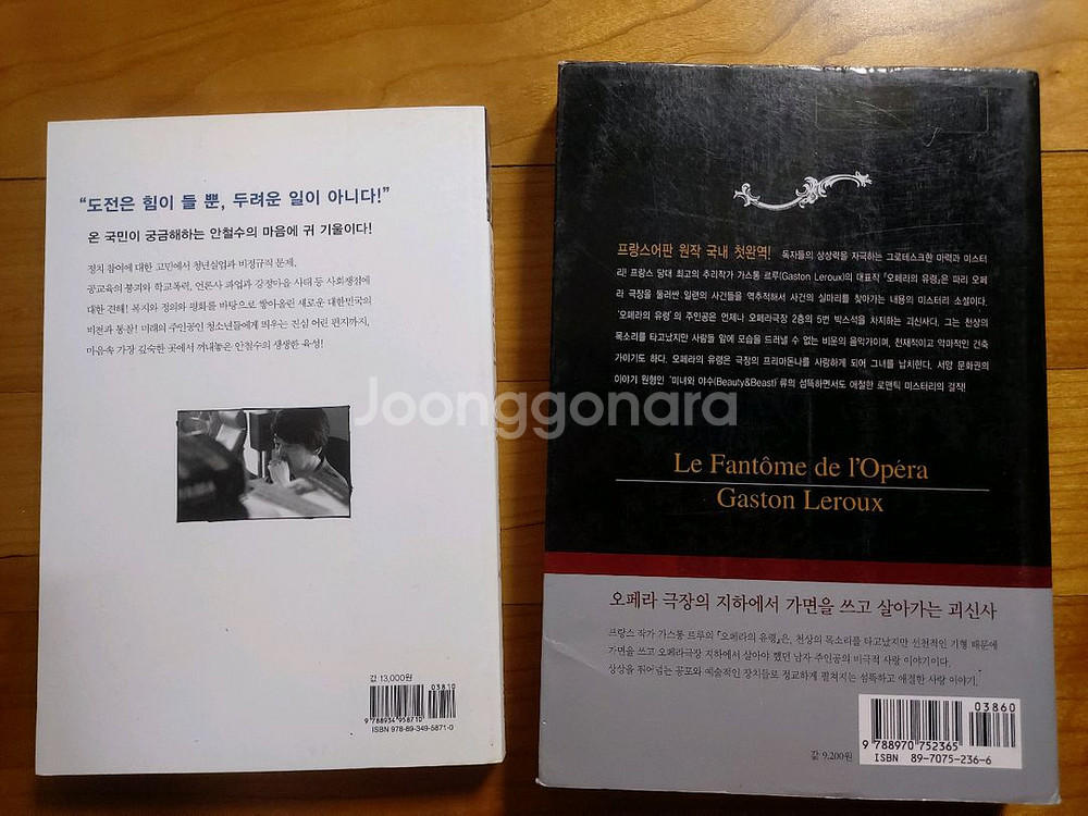 소설 오페라의 유령/ 안철수의 생각 한권 3500원--1