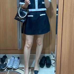 새제품급) 스퀘어넥 어깨패드 반팔 자켓 하객룩 데이트룩