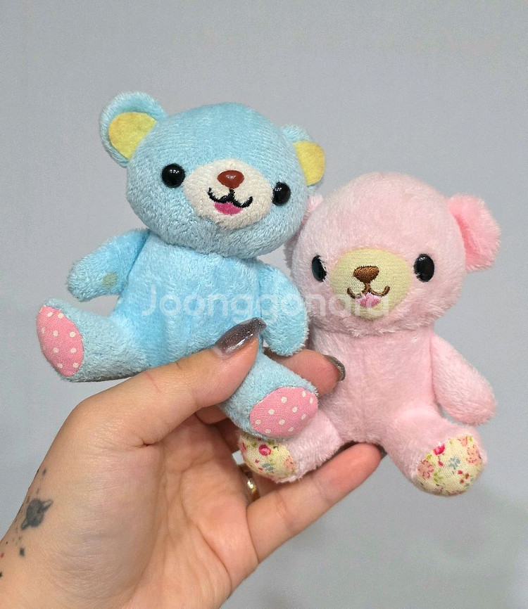 일괄) 빈티지 파스텔 핑크 블루 곰인형 키링 인형 고전--0