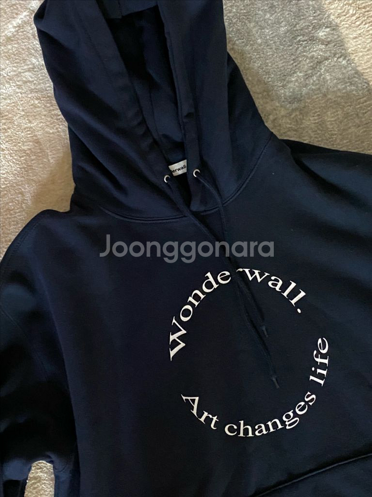 [M] 원더월 써클로고 후드티 네이비--2